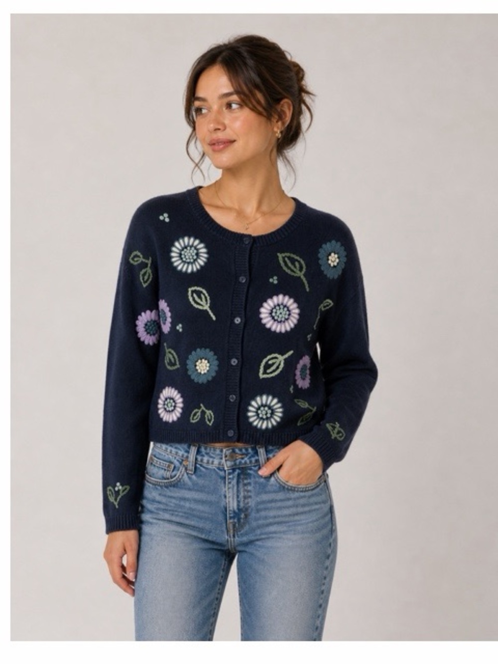 Paul Harris‎ Design Vintage Knit Embroidered Cardigan Sweater